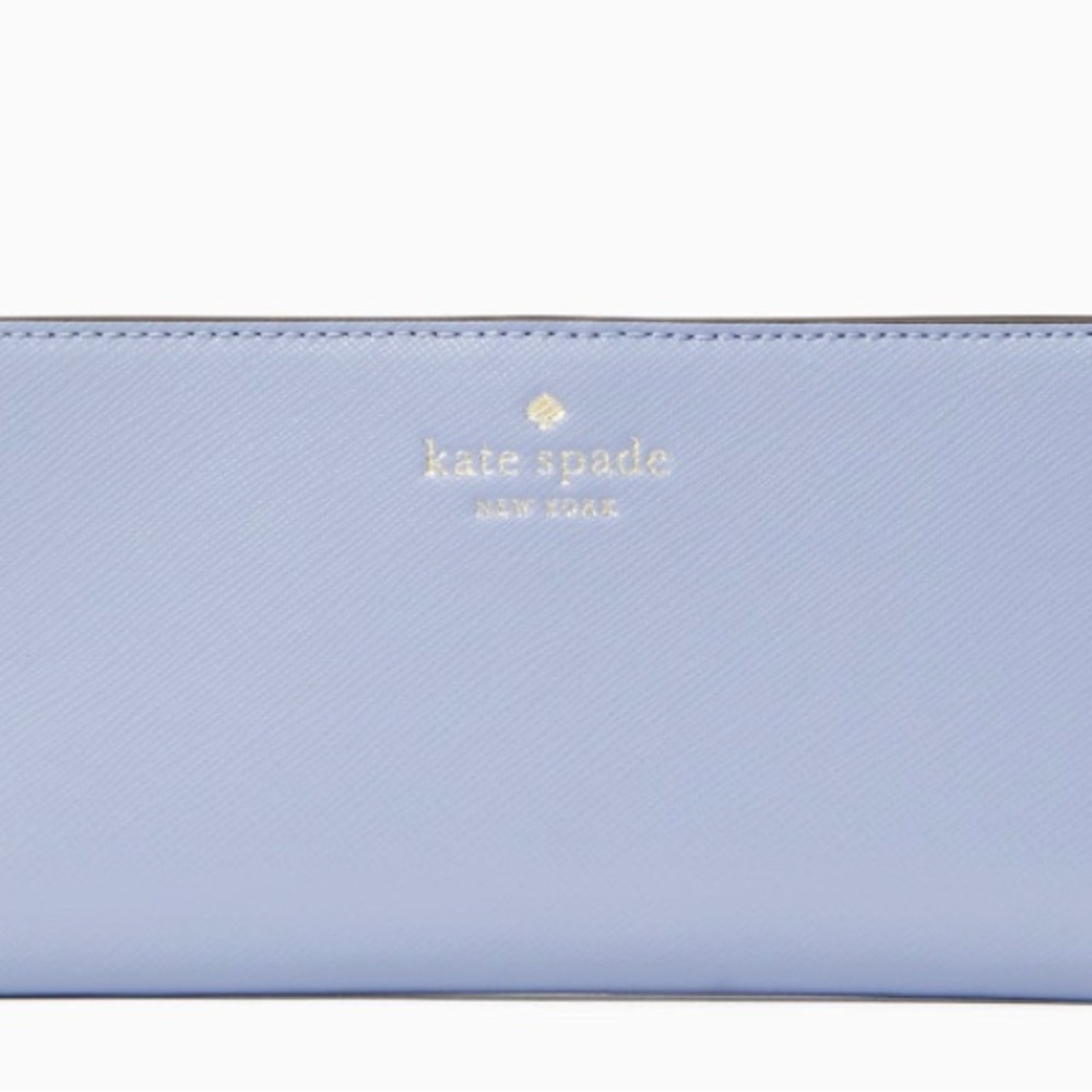 Kate Spade Jana leather large slim bifold wallet in Candied Flower Blue